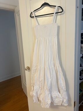 Zara White Smocked Bust Maxi Dress